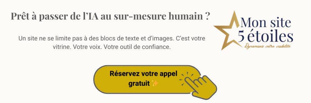 Appel à l’action pour réserver un appel découverte avec une professionnelle du web.