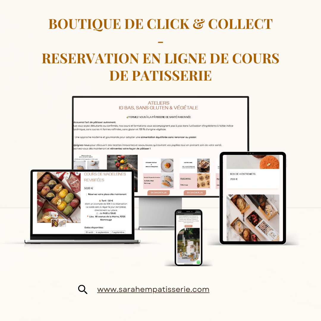 Création d'un boutique de click and collect et réservation en ligne de formation de patisserie