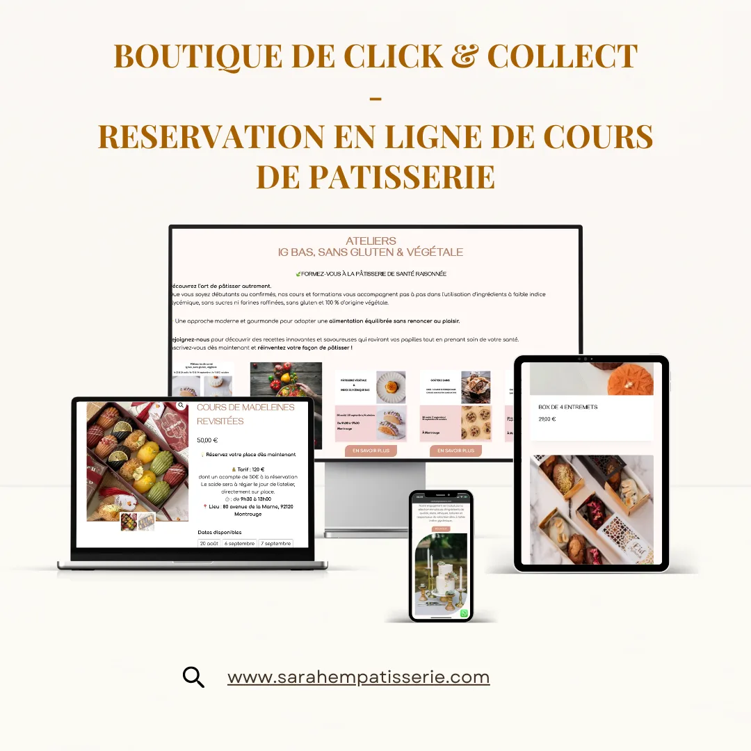 Création d'un boutique de click and collect et réservation en ligne de formation de patisserie